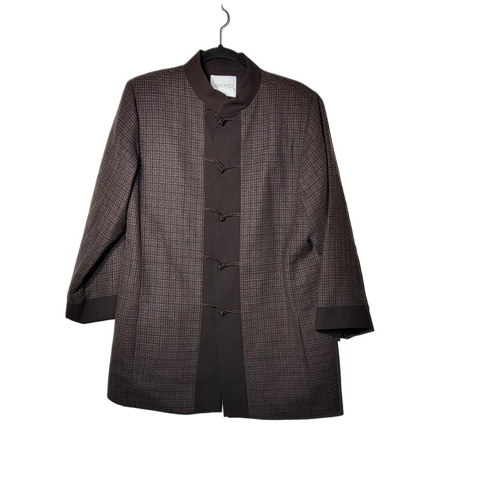 Doncaster Women's 100% Wool Brown Plaid Blazer Size 8 Career Fall‎ Office Winter